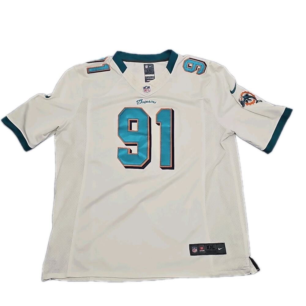 Nike Miami Dolphins Cameron Wake #91 Men’s XXL On-Field NFL Jersey White Breath